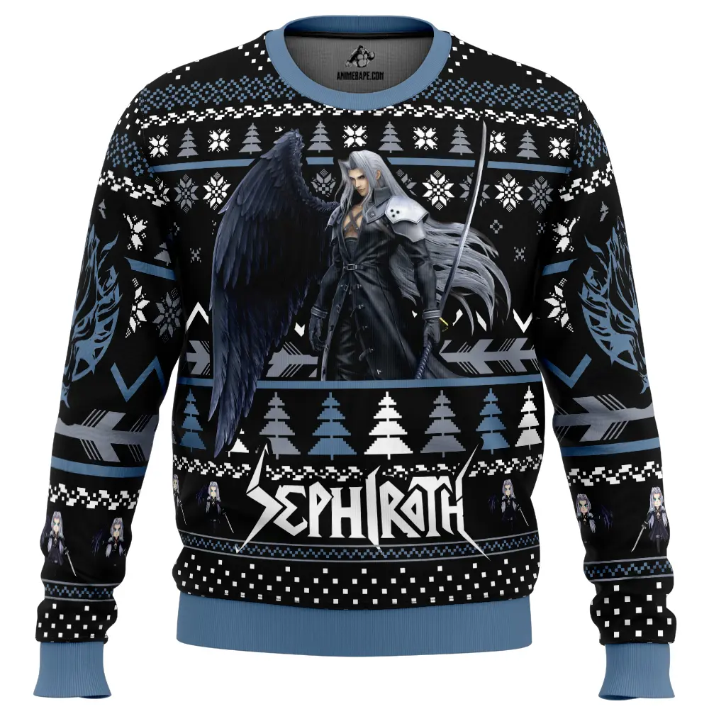 Sephiroth final fantasy ugly christmas sweater